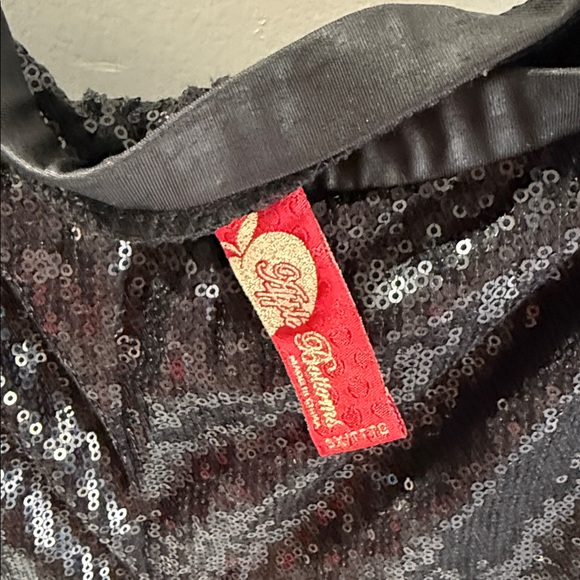 Apple Bottom Jeans Vintage 2000s Black Sequin Pull-On Pants Sz 3X - Picture 2 of 3